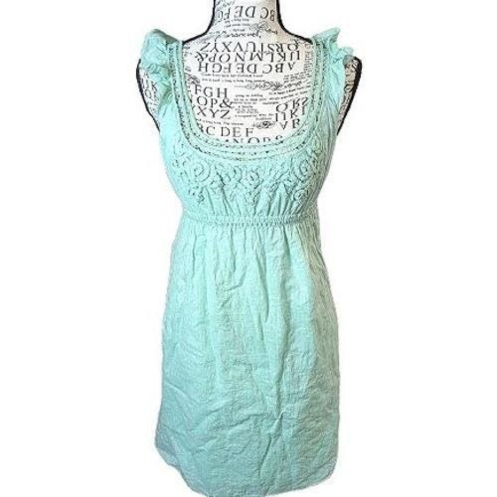 Fairycore 100% Cotton Mini Dress 2010s Jessica Day Mint Coquette Soft Girl Small